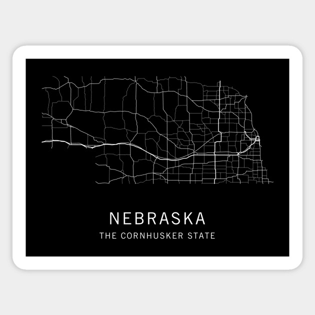 Nebraska State Road Map Sticker by ClarkStreetPress